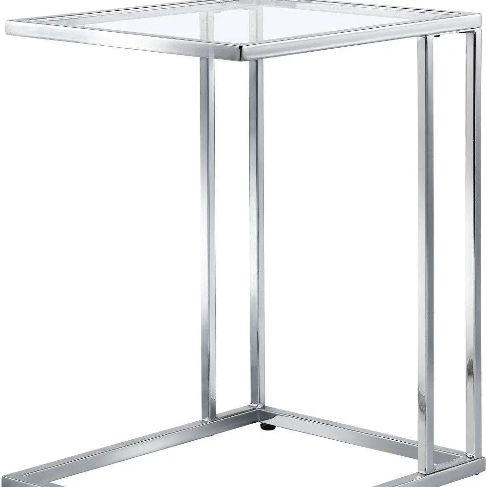 25" Chrome And Clear Glass Square End Table Homeroots Living Room