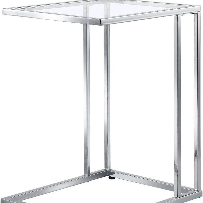 25" Chrome And Clear Glass Square End Table Homeroots Living Room