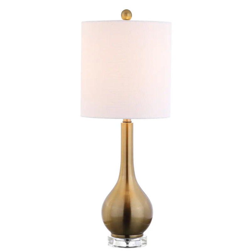 25" Clear Gourd Table Lamp LED With Drum Shade Homeroots Lighting