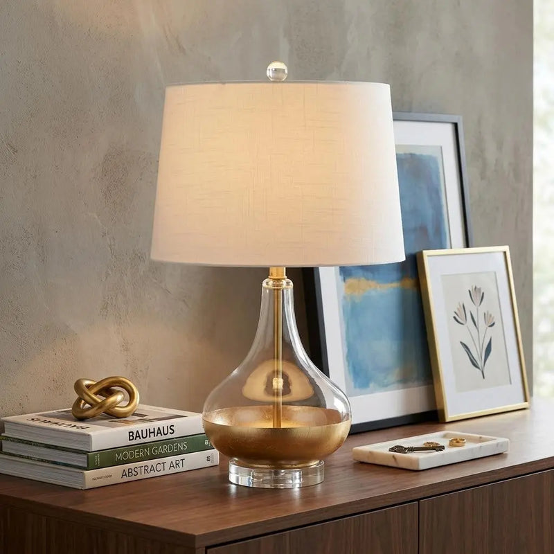 25" Clear Novelty Table Lamp LED With Drum Shade Homeroots Lighting