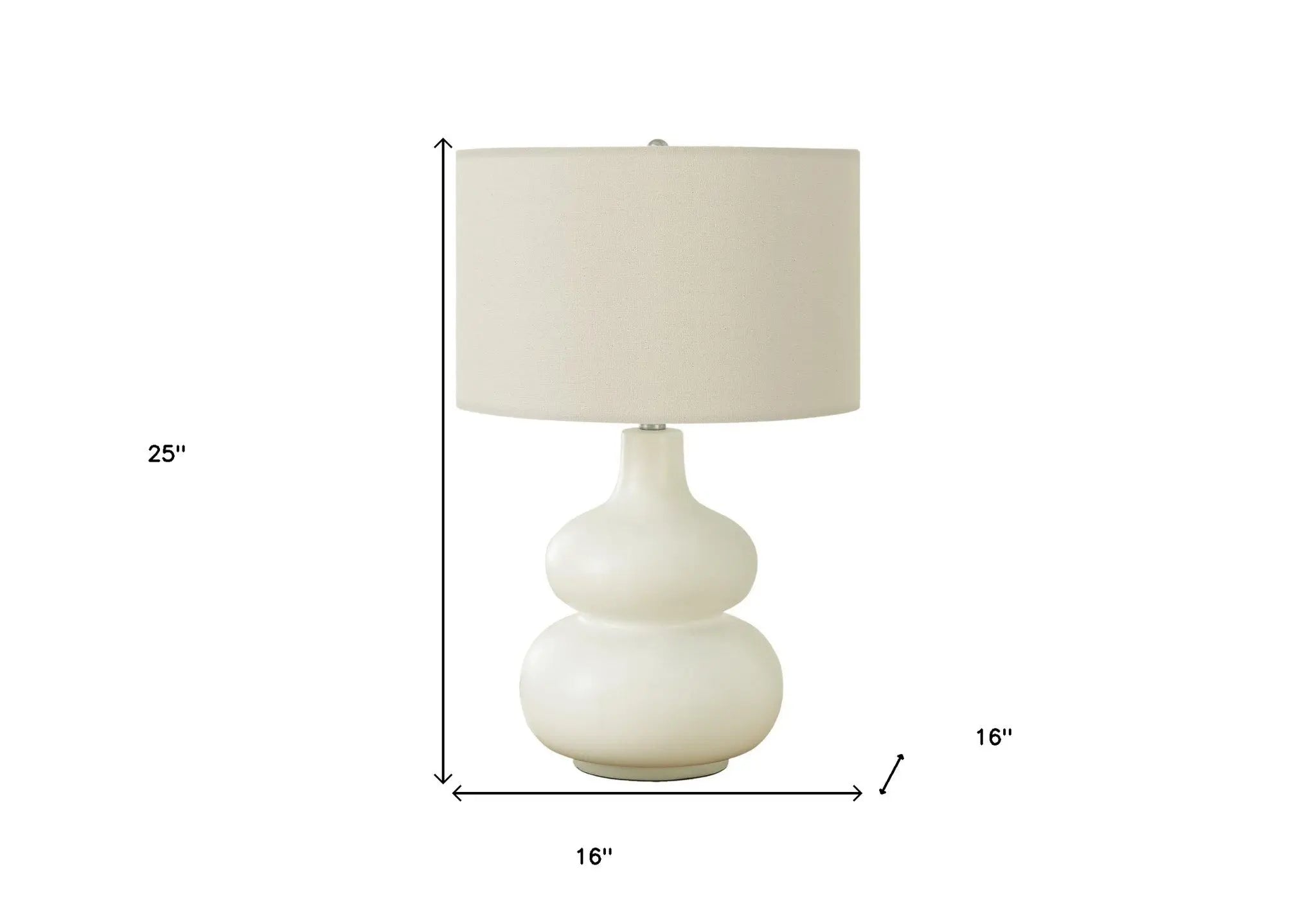 25" Cream Ceramic Gourd Table Lamp With Cream Drum Shade Homeroots Lighting
