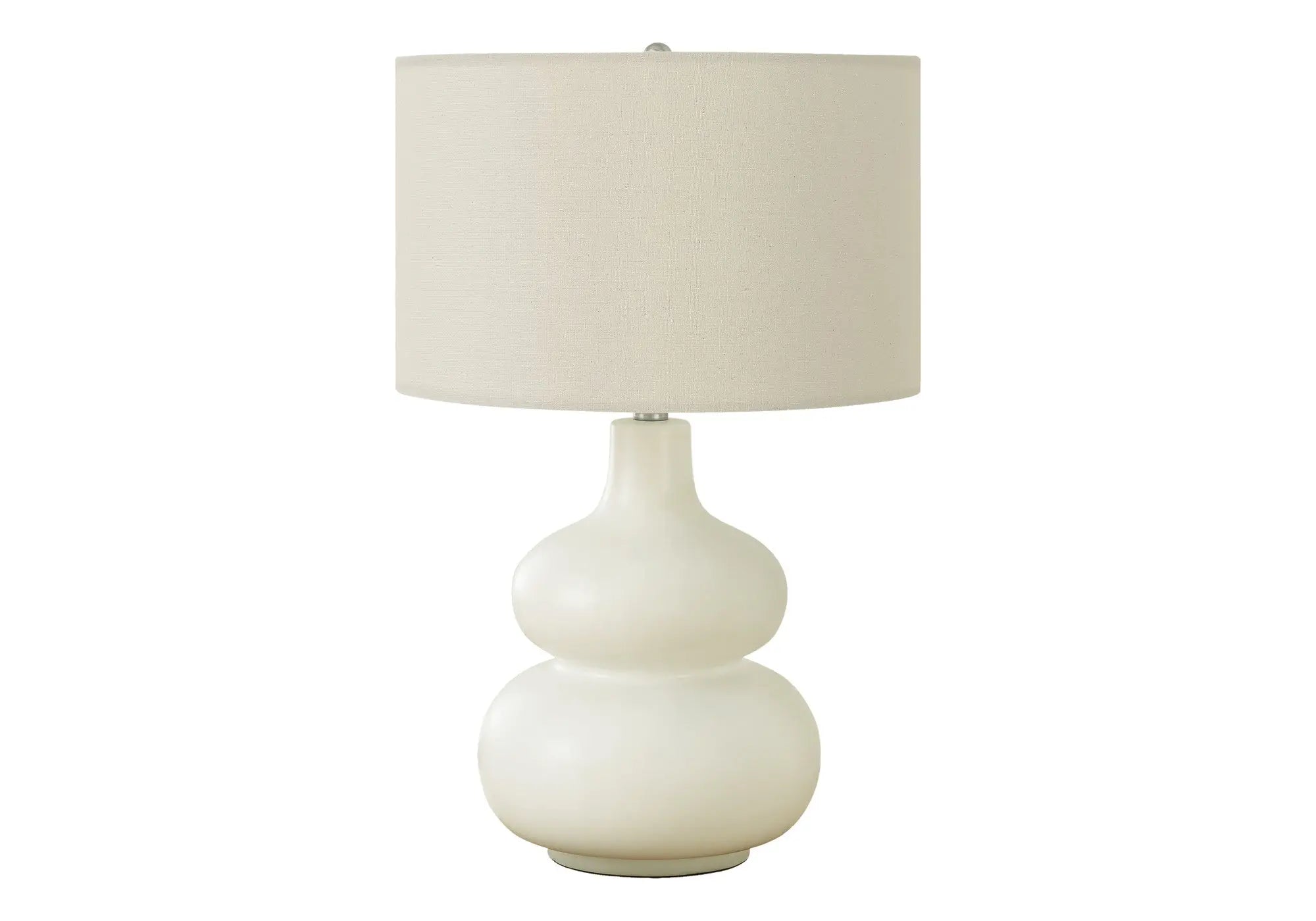 25" Cream Ceramic Gourd Table Lamp With Cream Drum Shade Homeroots Lighting