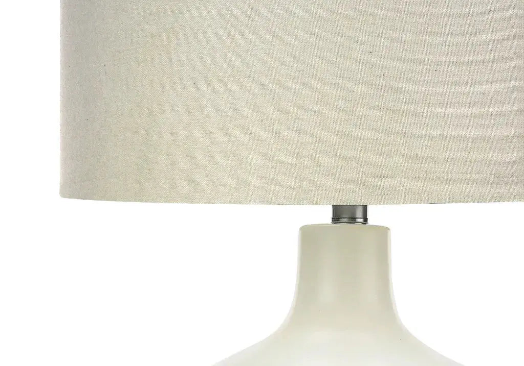 25" Cream Ceramic Gourd Table Lamp With Cream Drum Shade Homeroots Lighting