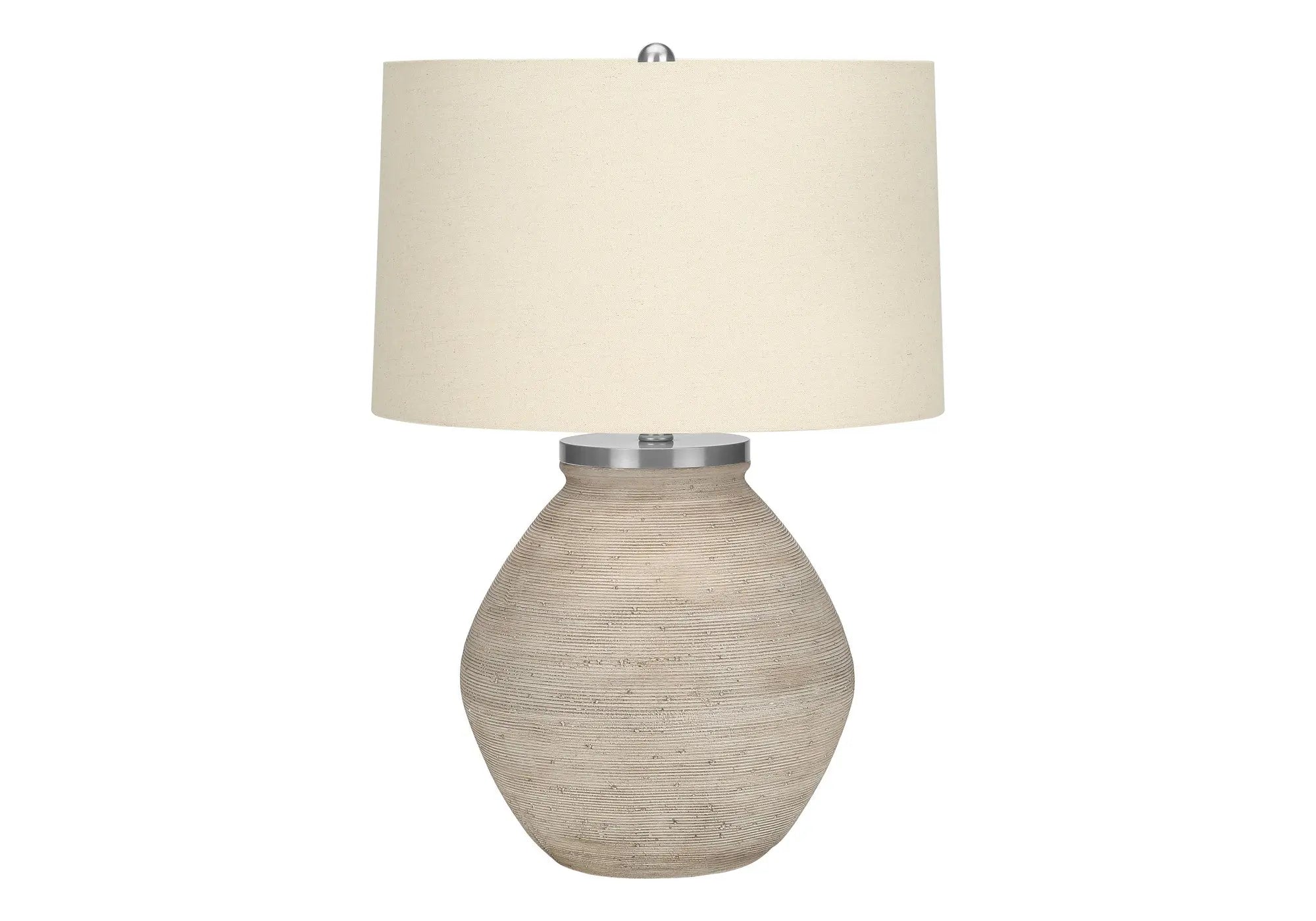 25" Cream Concrete Round Table Lamp With Beige Drum Shade Homeroots Lighting