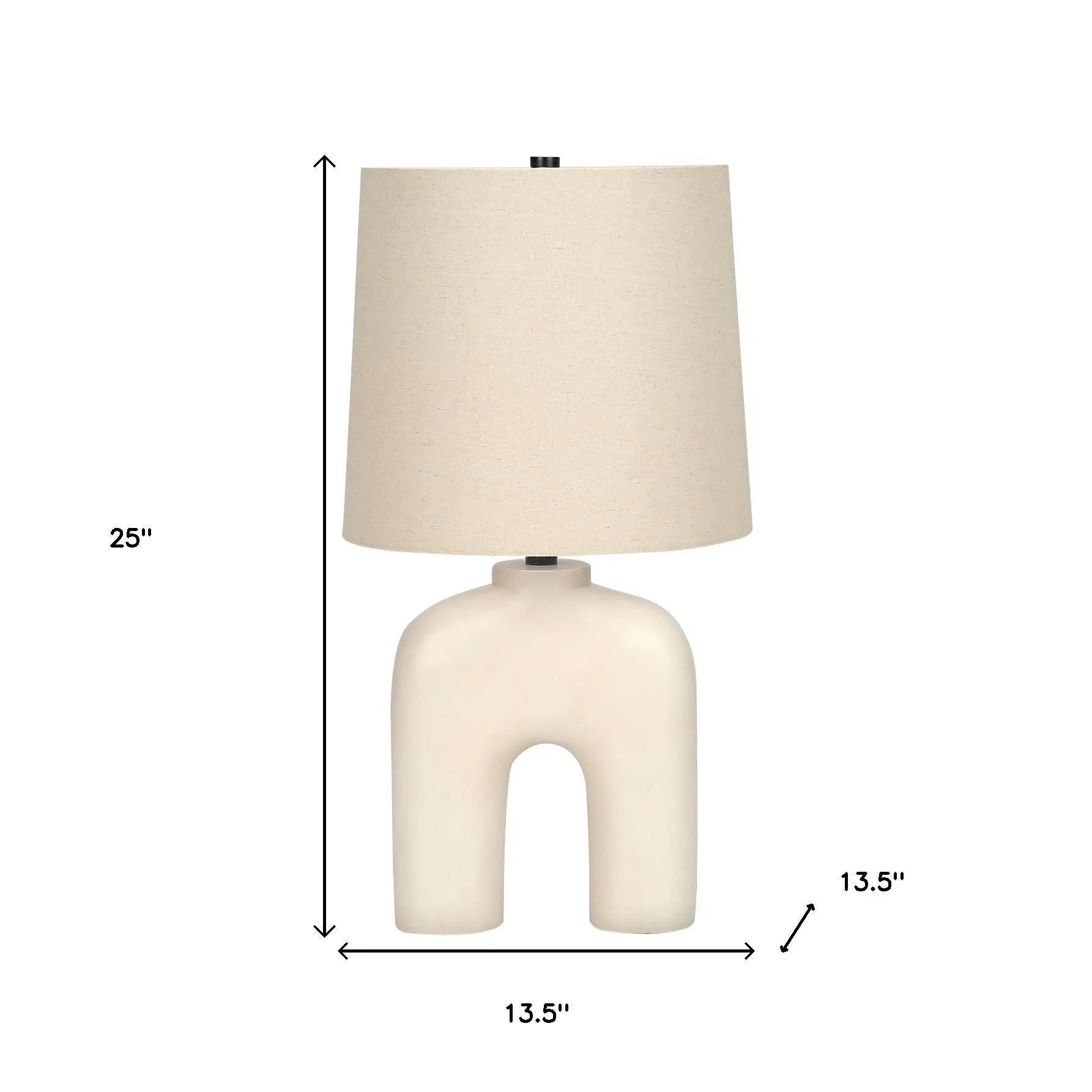 25" Cream Geometric Table Lamp With Beige Empire Shade Homeroots Lighting