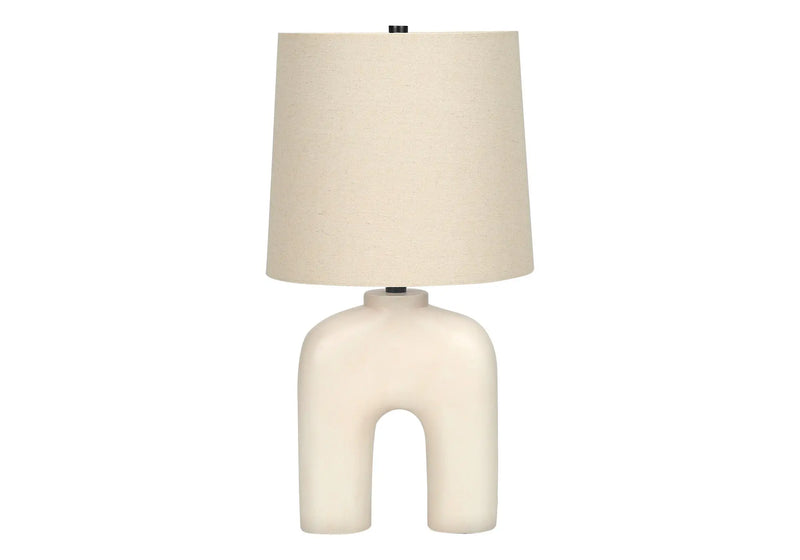 25" Cream Geometric Table Lamp With Beige Empire Shade Homeroots Lighting