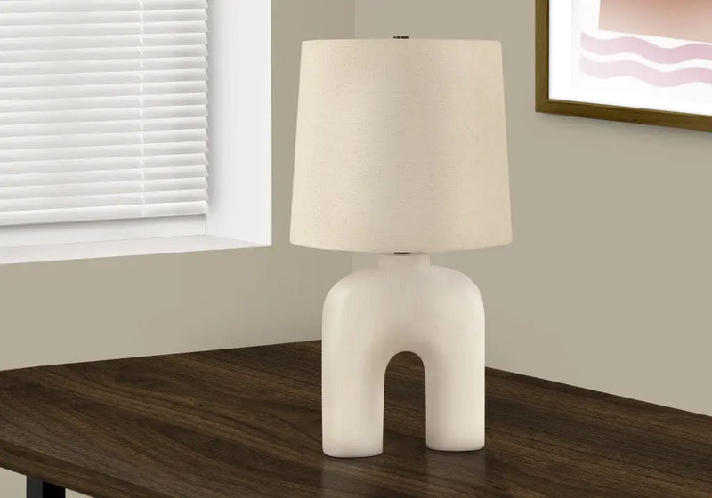 25" Cream Geometric Table Lamp With Beige Empire Shade Homeroots Lighting