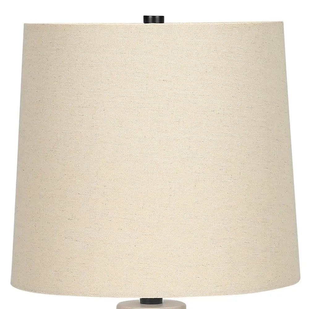25" Cream Geometric Table Lamp With Beige Empire Shade Homeroots Lighting