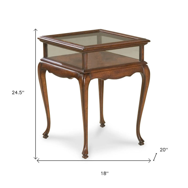 25" Dark Brown Glass Rectangular End Table Homeroots Living Room