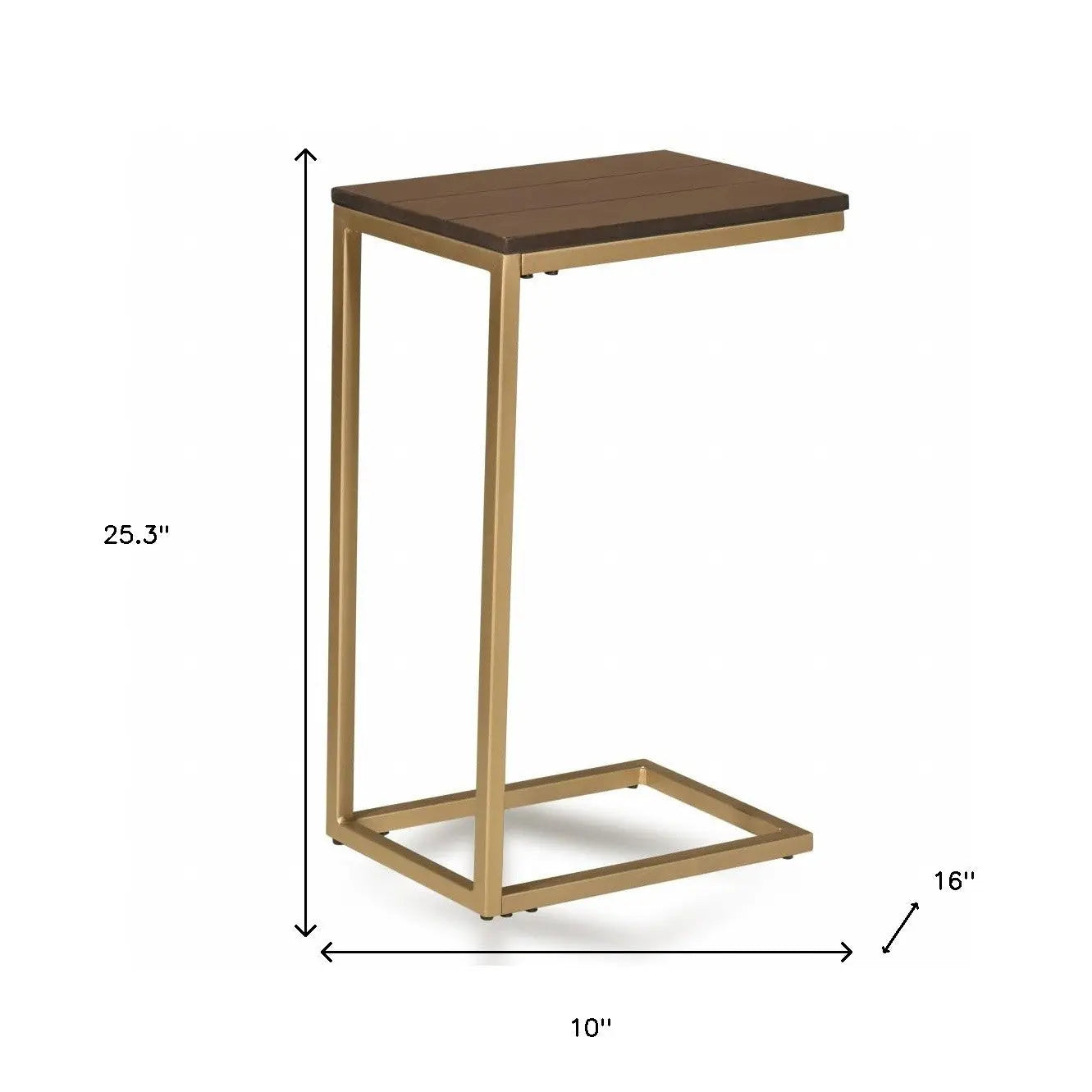 25" Dark Brown Solid Wood And Steel Frame End Table Homeroots Living Room
