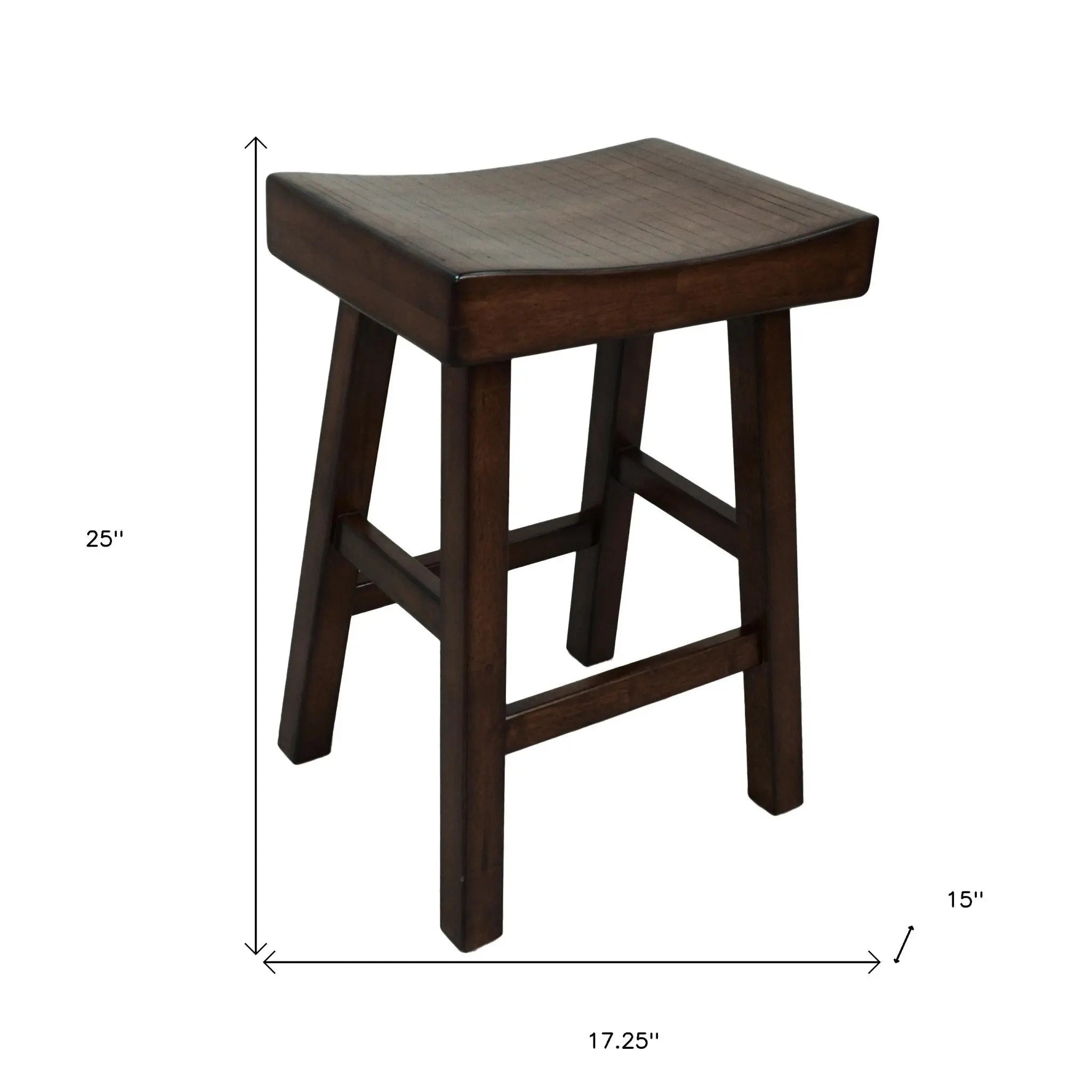 25" Espresso Solid Wood Backless Counter Height Bar Chair Homeroots Living Room