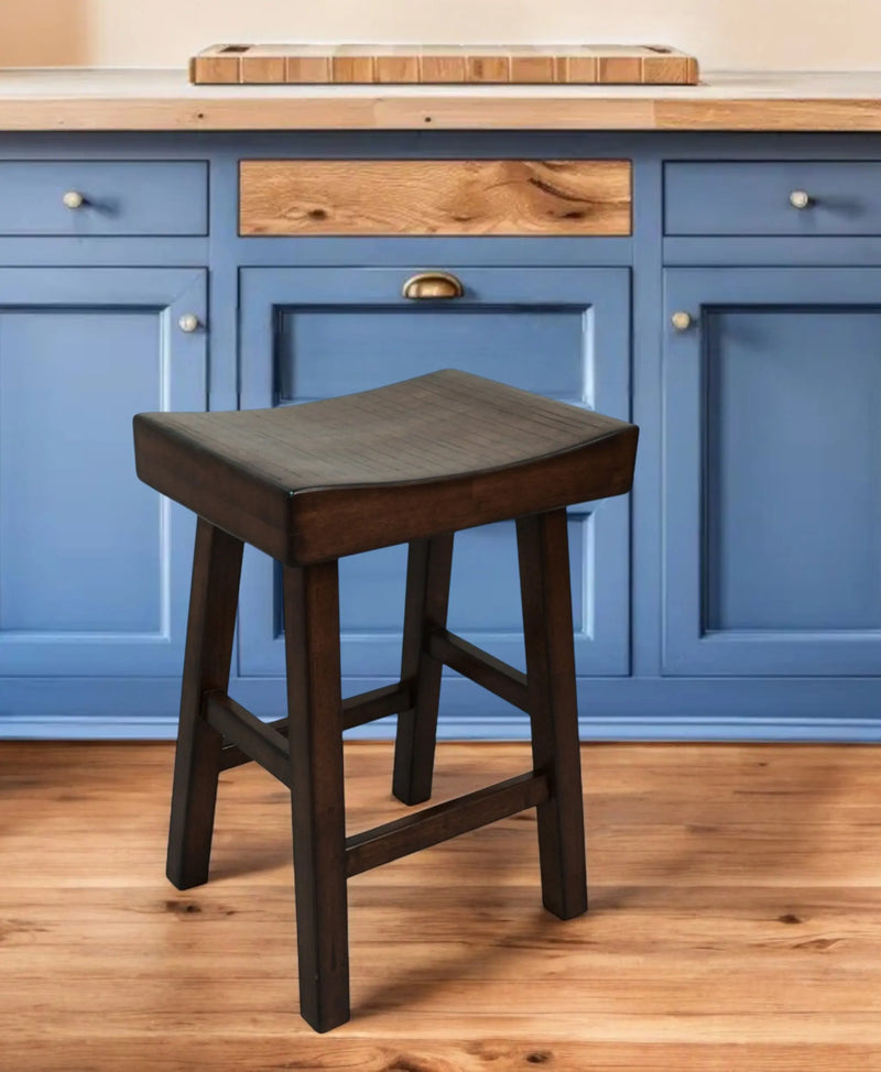 25" Espresso Solid Wood Backless Counter Height Bar Chair Homeroots Living Room