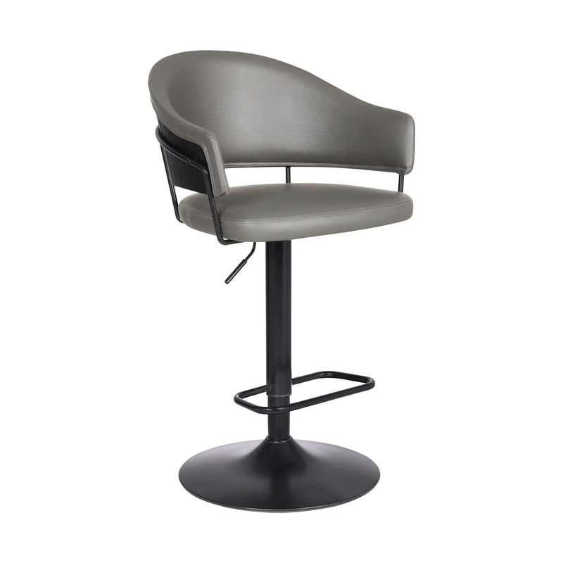 25" Gray And Black Iron Swivel Adjustable Height Bar Chair - GreatEagleInc
