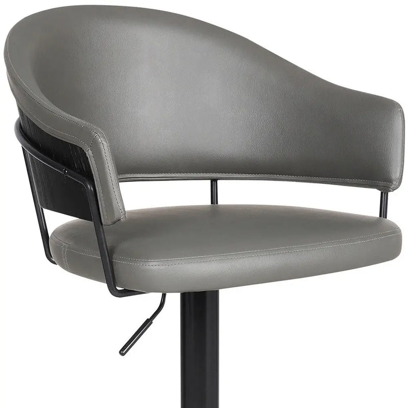 25" Gray And Black Iron Swivel Adjustable Height Bar Chair - GreatEagleInc