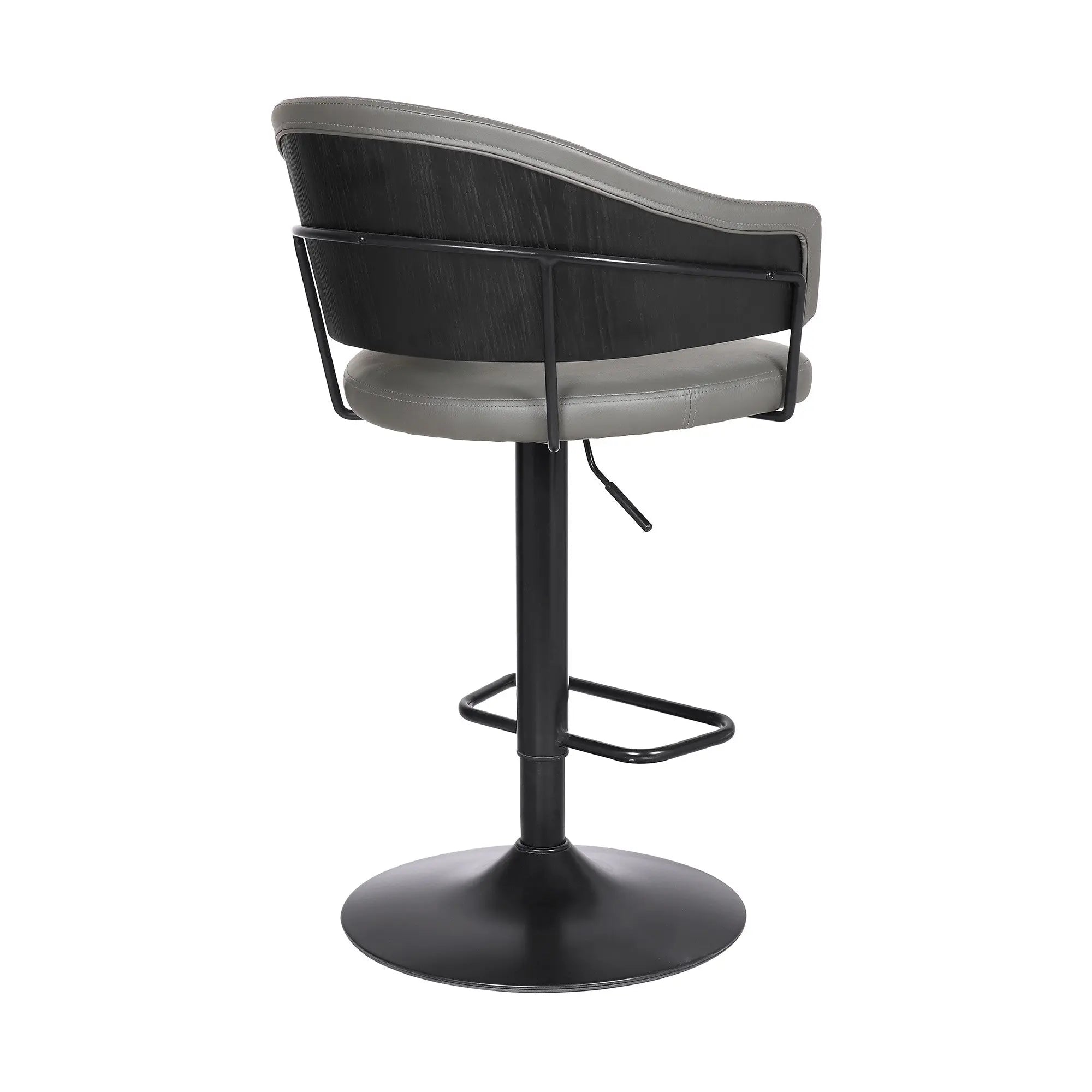 25" Gray And Black Iron Swivel Adjustable Height Bar Chair - GreatEagleInc