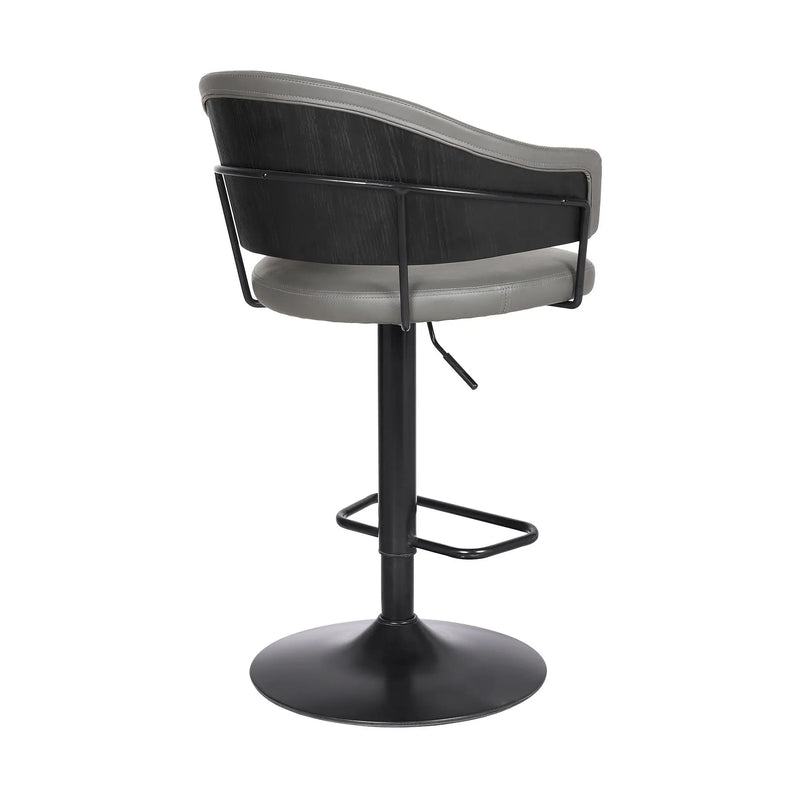 25" Gray And Black Iron Swivel Adjustable Height Bar Chair - GreatEagleInc