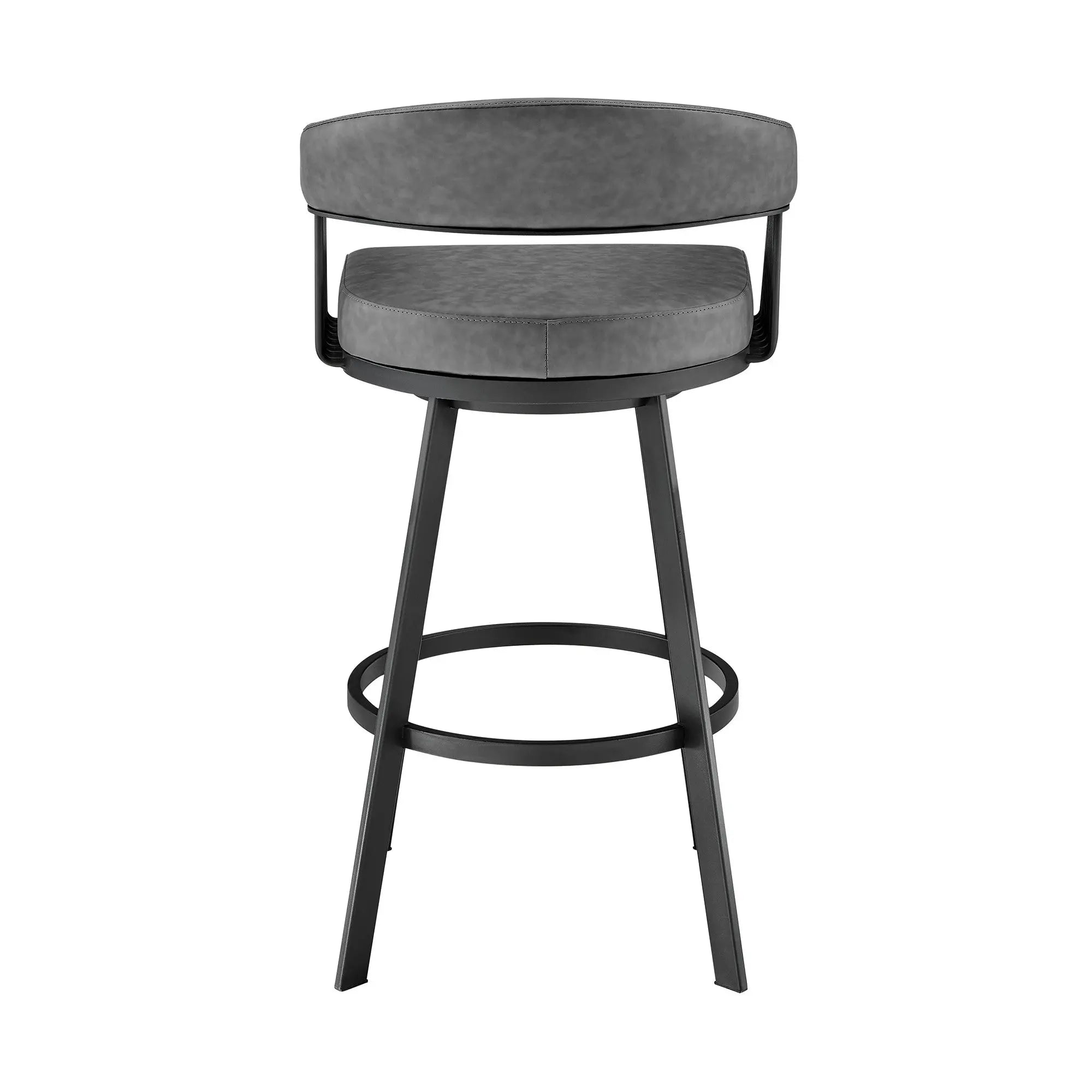 25" Gray And Black Iron Swivel Low Back Counter Height Bar Chair Homeroots Living Room
