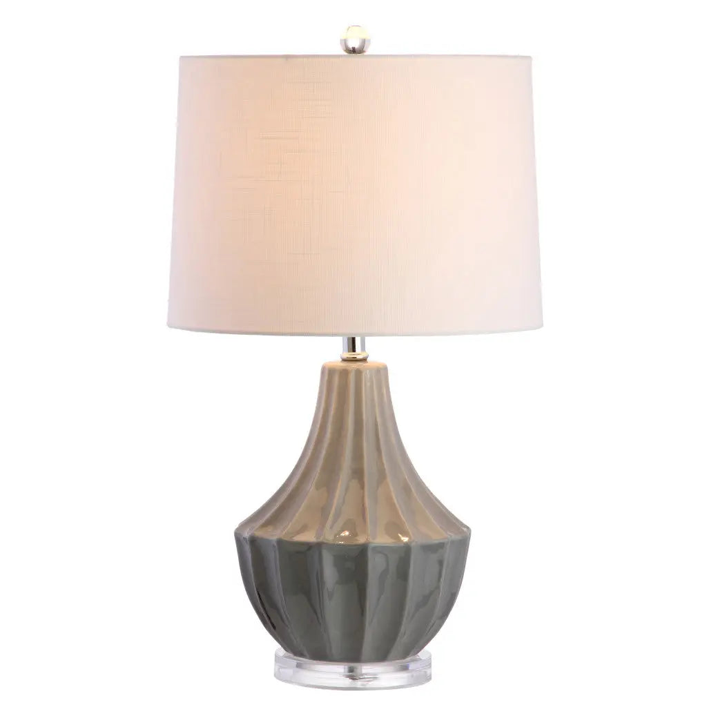 25" Gray And Clear Novelty Table Lamp With Drum Shade Homeroots Lighting