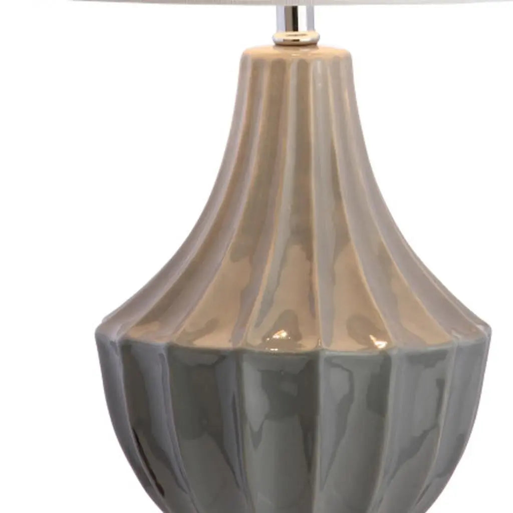 25" Gray And Clear Novelty Table Lamp With Drum Shade Homeroots Lighting
