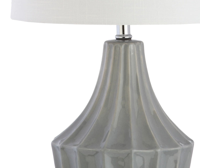25" Gray And Clear Novelty Table Lamp With Drum Shade Homeroots Lighting