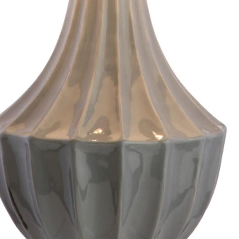 25" Gray And Clear Novelty Table Lamp With Drum Shade Homeroots Lighting