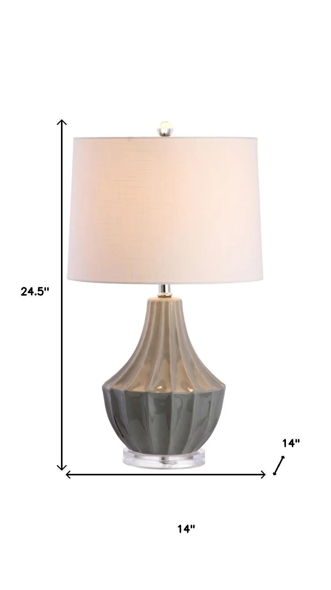 25" Gray And Clear Novelty Table Lamp With Drum Shade Homeroots Lighting