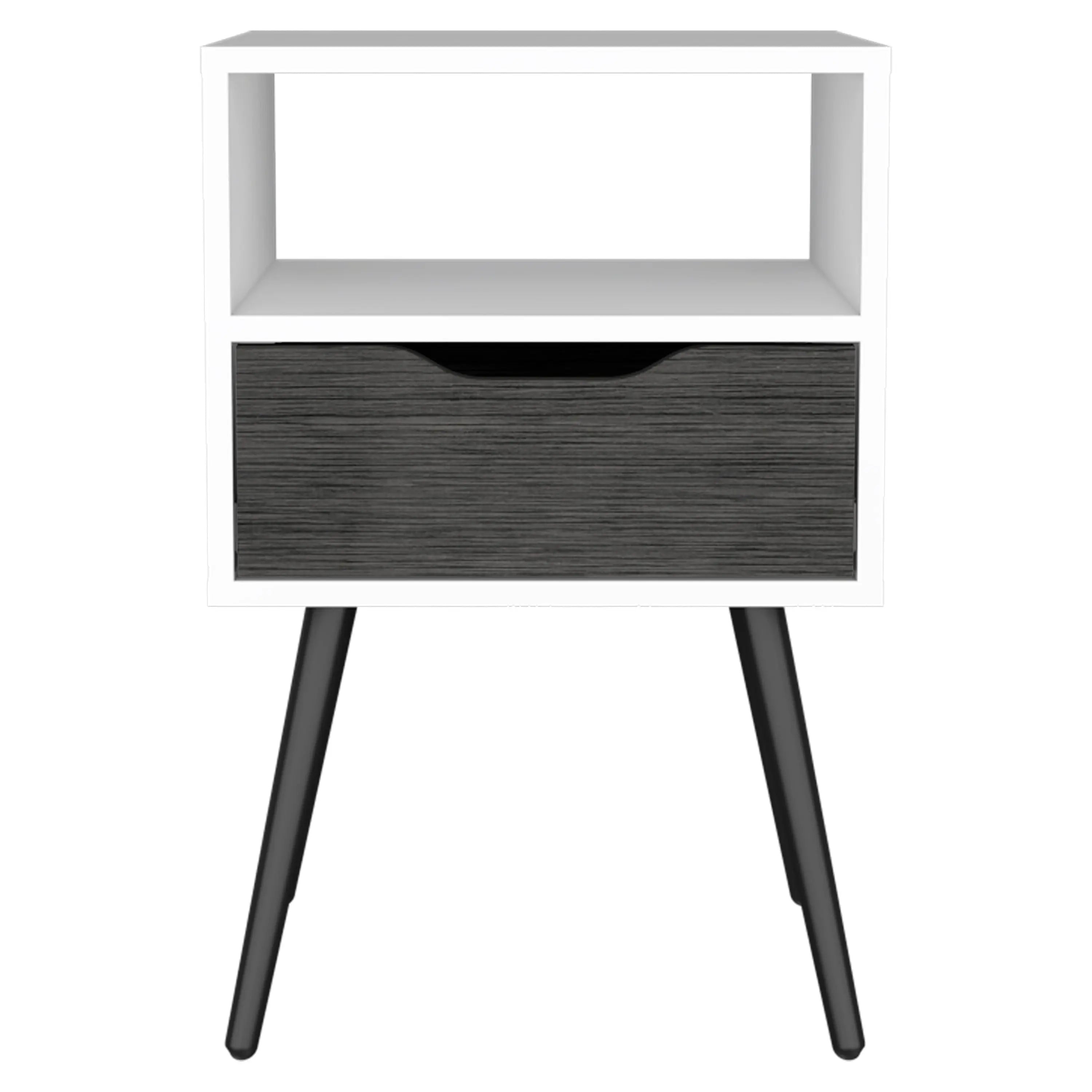 25" Gray And White Wood One Drawer Nightstand Homeroots Bed & Bath