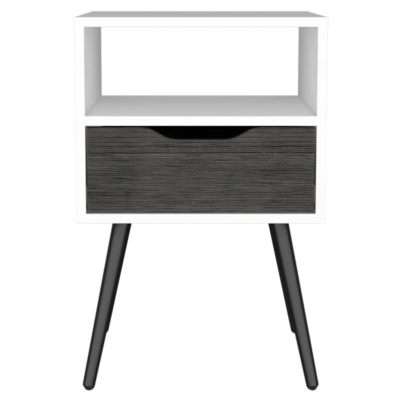 25" Gray And White Wood One Drawer Nightstand Homeroots Bed & Bath
