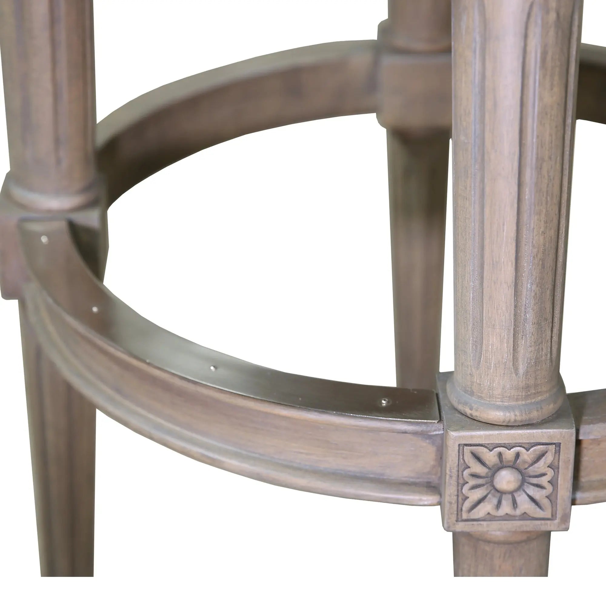 25" Gray Solid Wood and Fabric Counter Height Swivel Bar Chair Homeroots Living Room