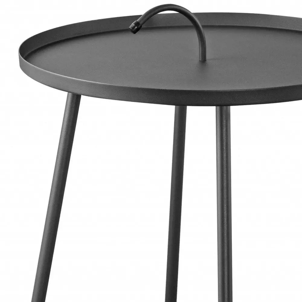 25" Gray Stainless Steel Round End Table Homeroots Living Room