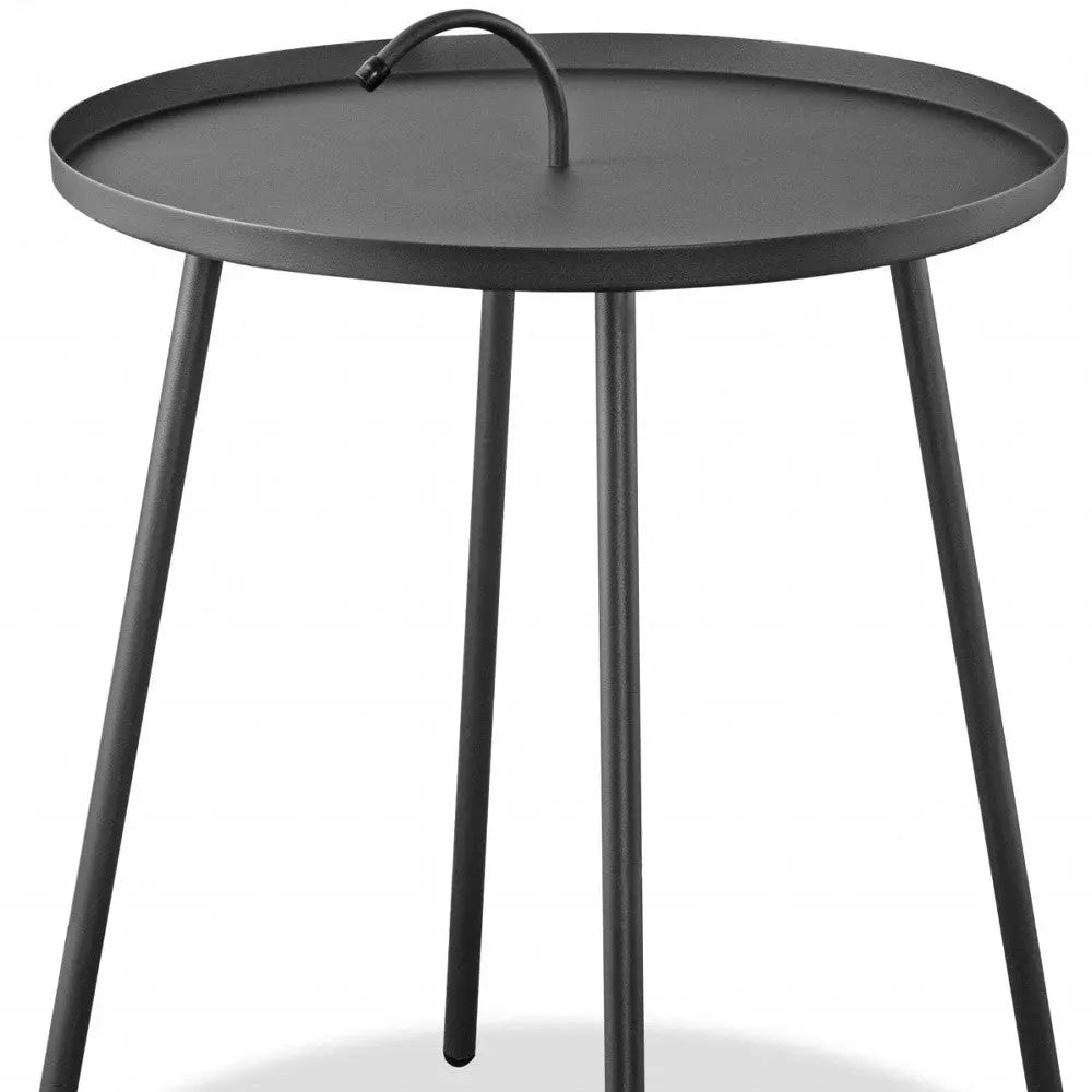 25" Gray Stainless Steel Round End Table Homeroots Living Room