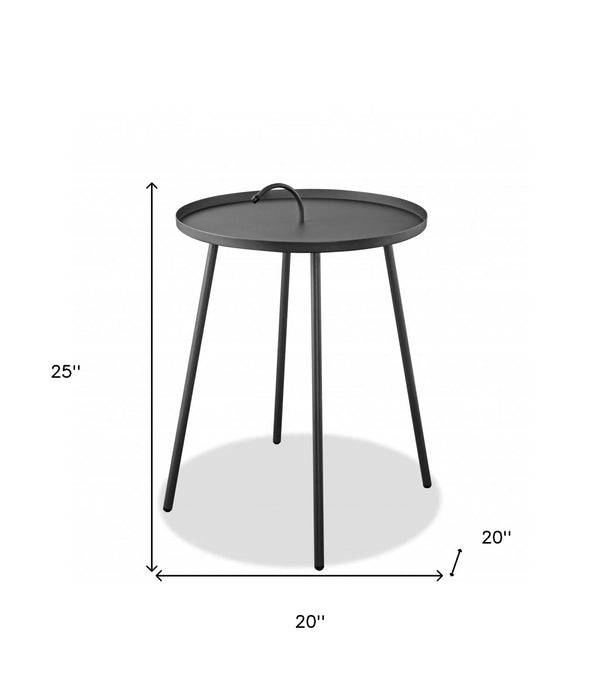 25" Gray Stainless Steel Round End Table Homeroots Living Room