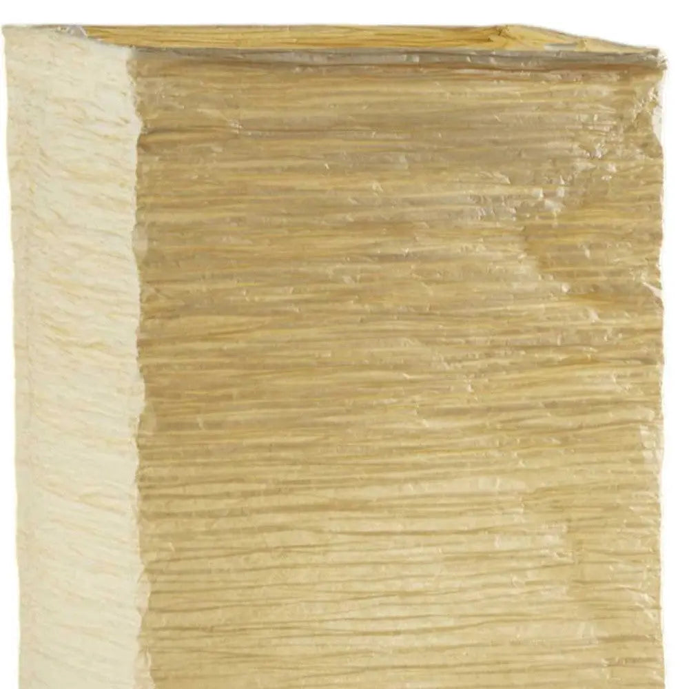 25" Natural Solid Wood And Silver Metal Table Lamp Beige Paper Shade Homeroots Lighting