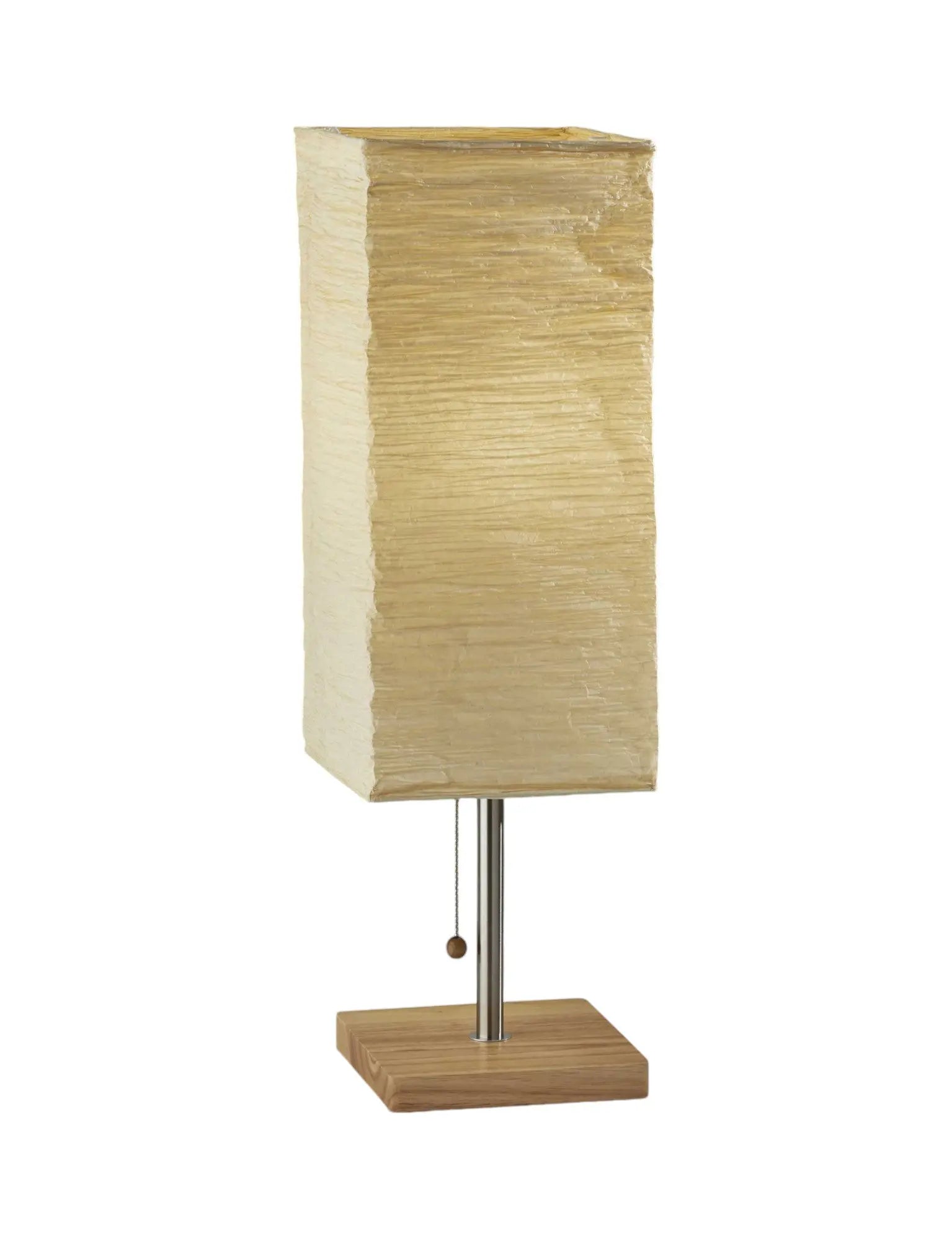 25" Natural Solid Wood And Silver Metal Table Lamp Beige Paper Shade Homeroots Lighting