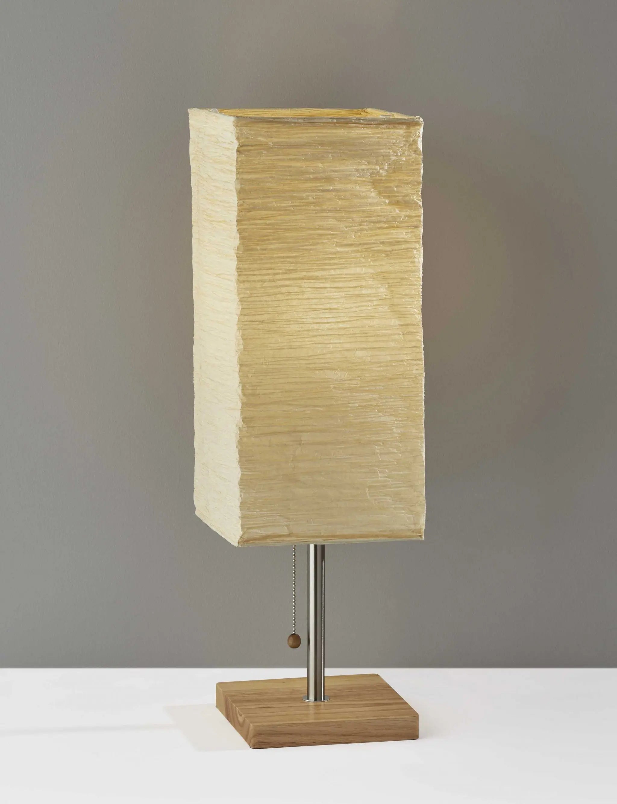 25" Natural Solid Wood And Silver Metal Table Lamp Beige Paper Shade Homeroots Lighting