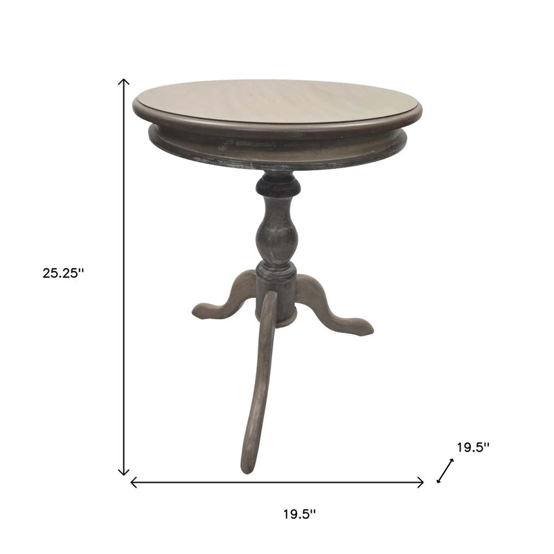 25" Natural Solid Wood Round Pedestal End Table Homeroots Living Room