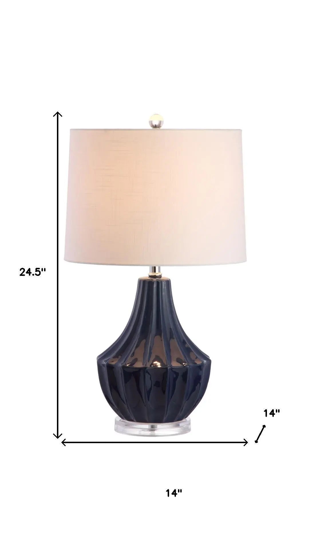 25" Navy Blue And Clear Novelty Table Lamp With Drum Shade Homeroots Lighting