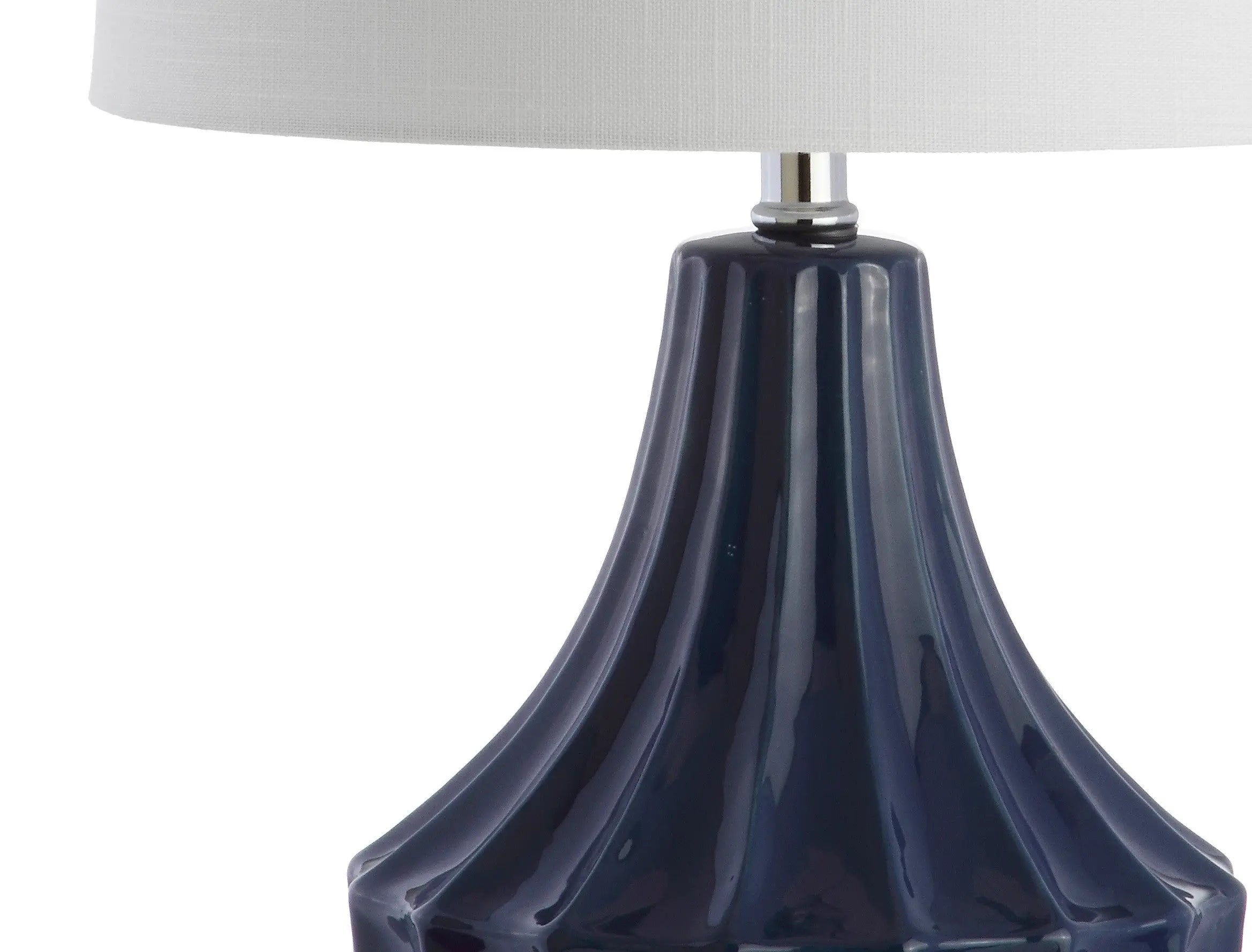 25" Navy Blue And Clear Novelty Table Lamp With Drum Shade Homeroots Lighting