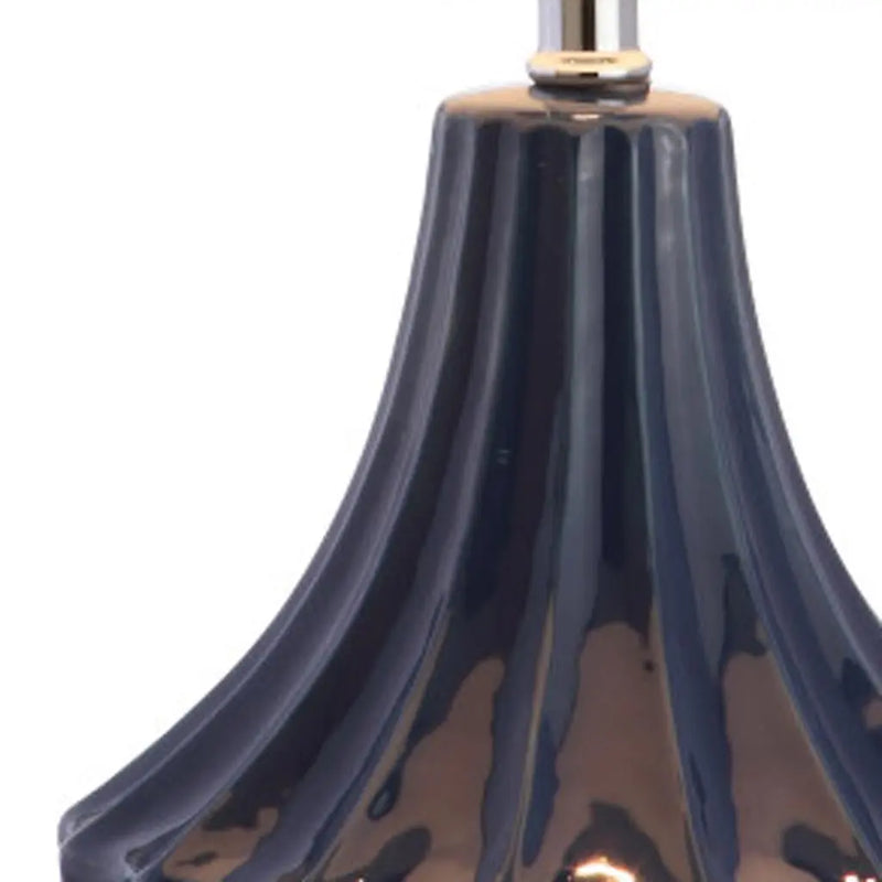 25" Navy Blue And Clear Novelty Table Lamp With Drum Shade Homeroots Lighting