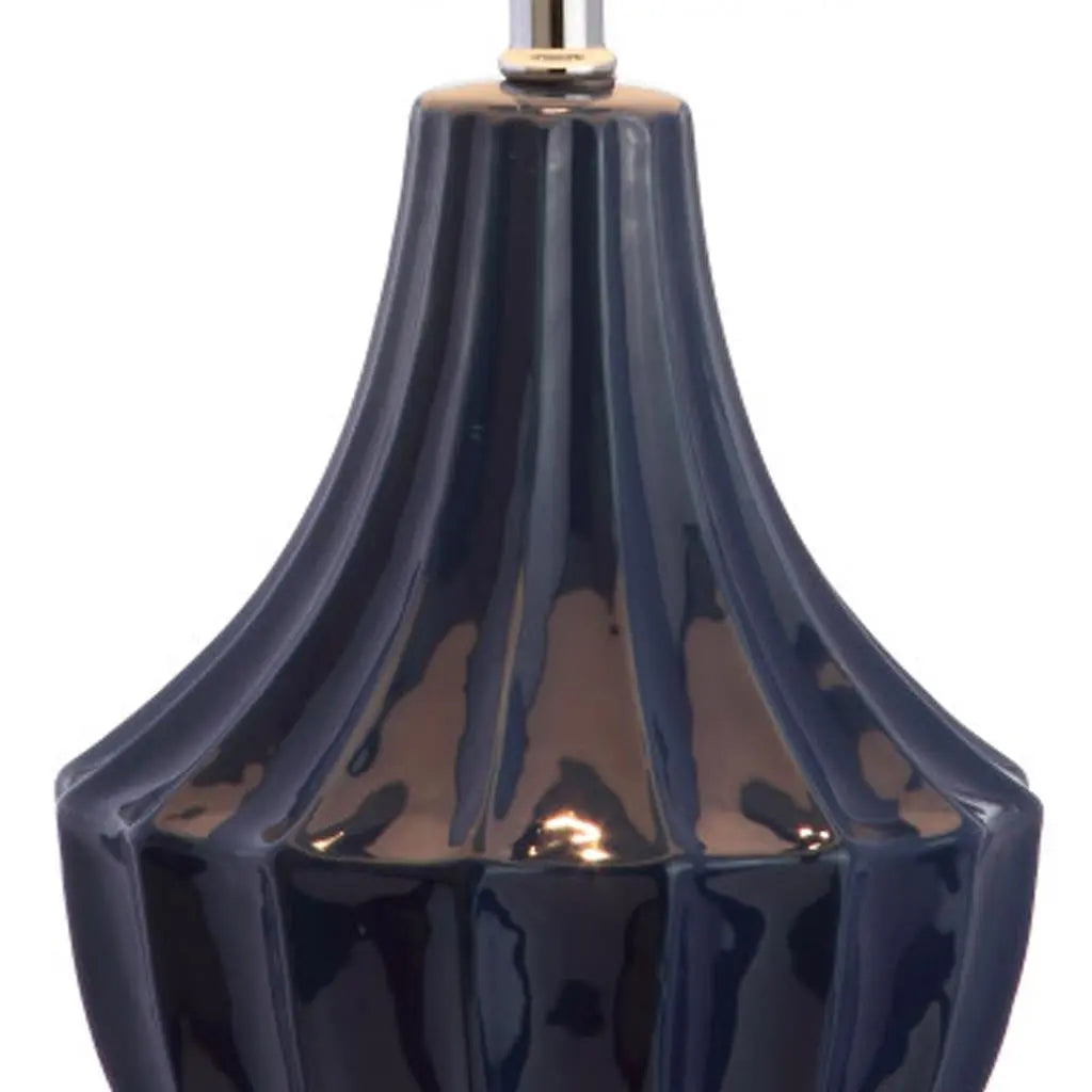 25" Navy Blue And Clear Novelty Table Lamp With Drum Shade Homeroots Lighting