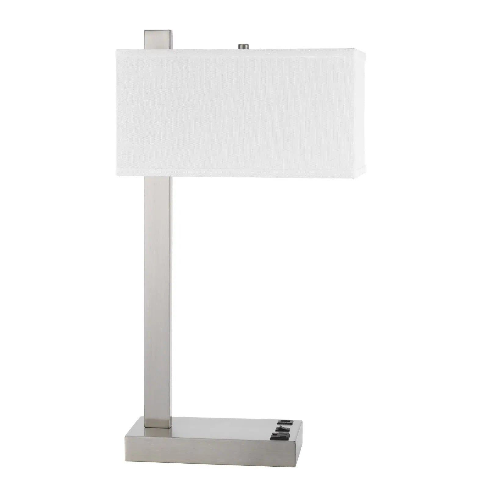 25" Nickel Metal Desk USB Table Lamp With White Shade Homeroots Lighting