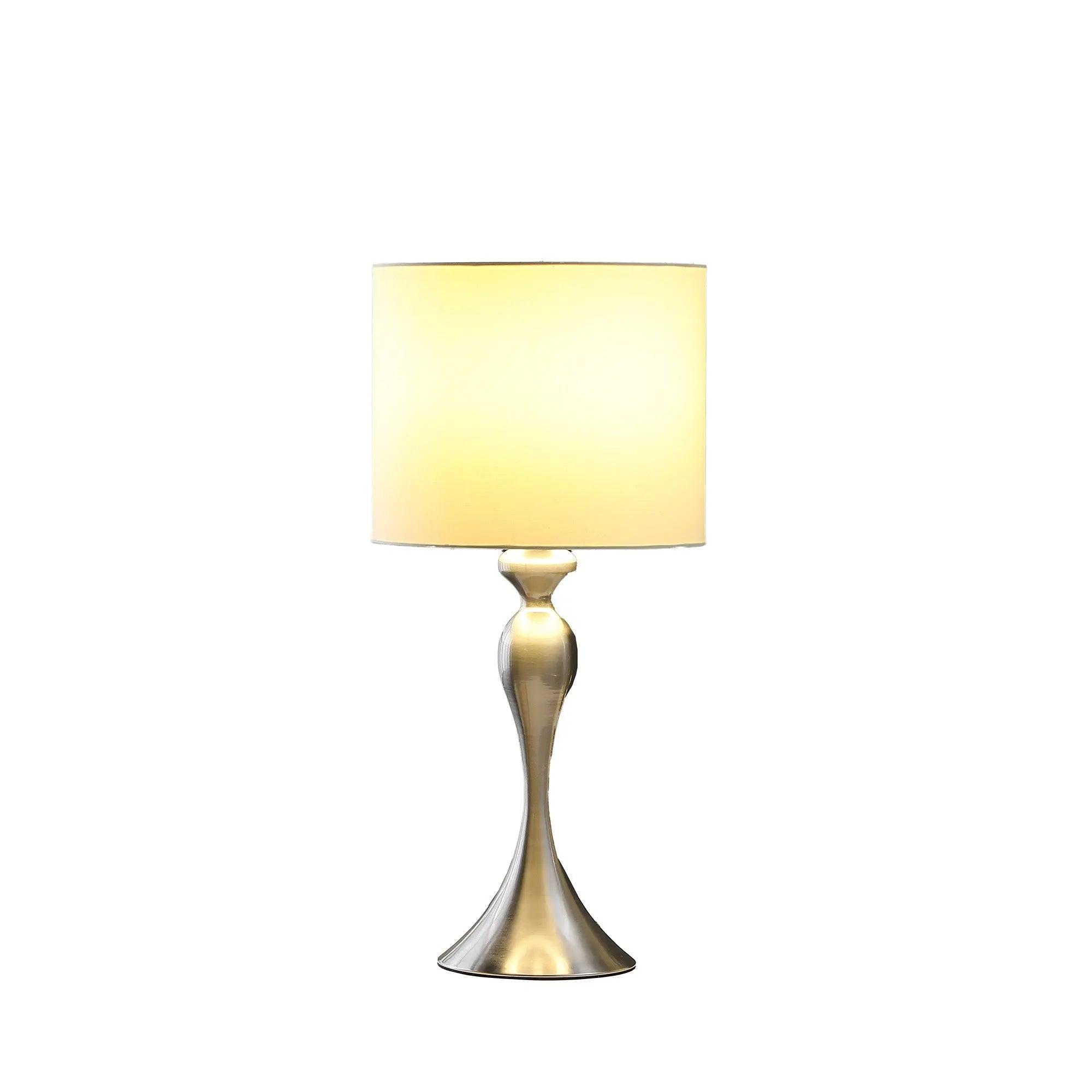 25" Silver Metal Table Lamp With Off White Drum Shade Homeroots Lighting