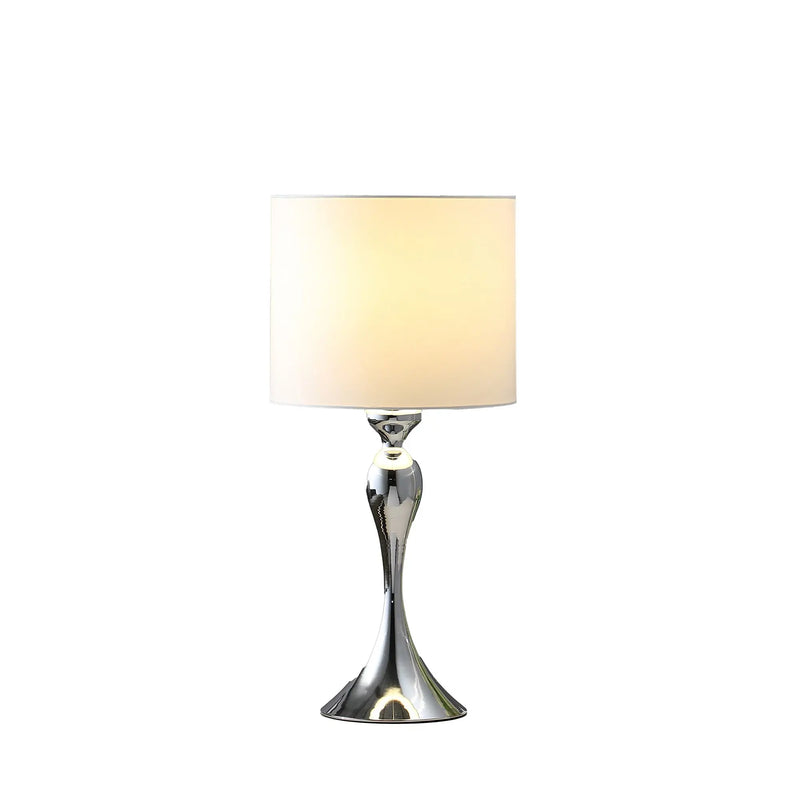 25" Silver Sleek Table Lamp With Off White Drum Shade - GreatEagleInc