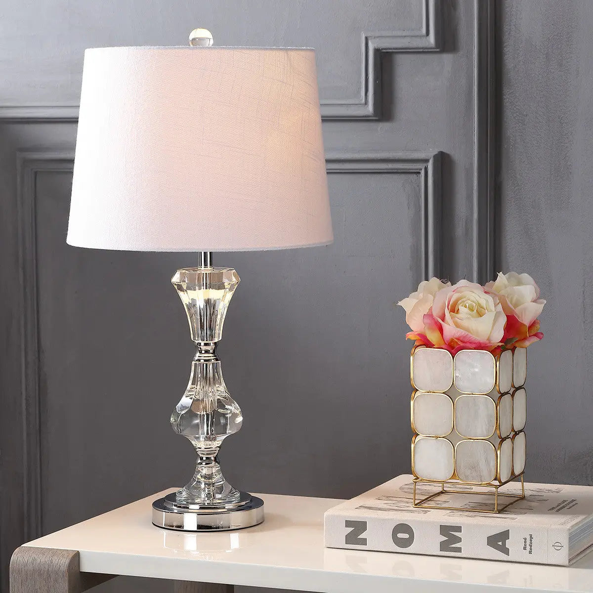 25" Silver Urn Table Lamp With Empire Shade Homeroots Lighting