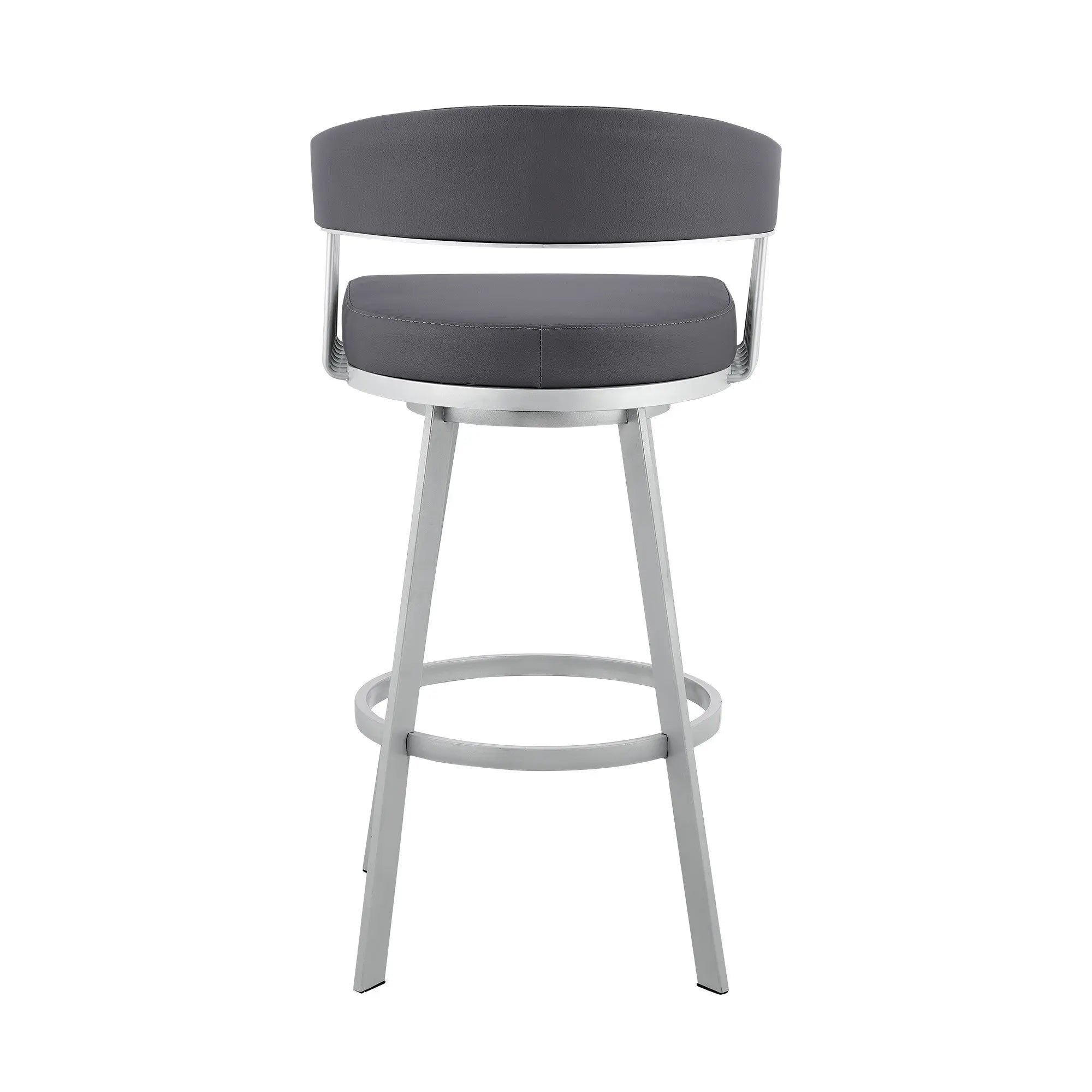 25" Slate Gray And Silver Iron Swivel Low Back Counter Height Bar Chair Homeroots Living Room