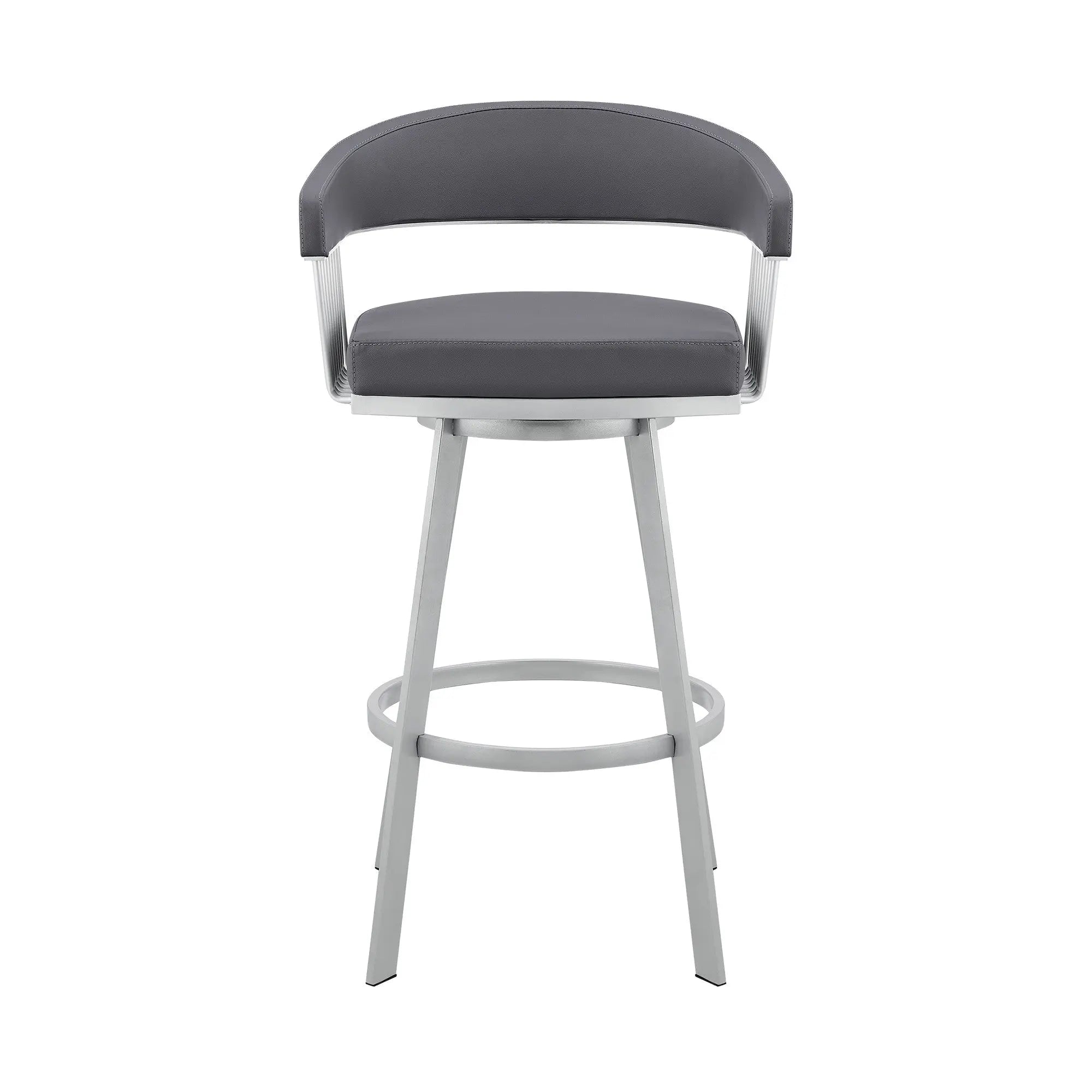 25" Slate Gray And Silver Iron Swivel Low Back Counter Height Bar Chair Homeroots Living Room