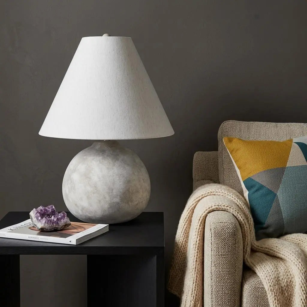 25" Tan Novelty Table Lamp With Bell Shade Homeroots Lighting