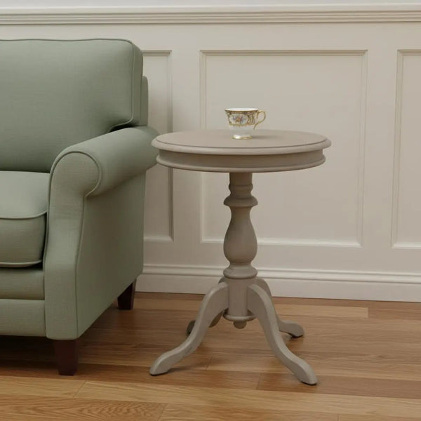 25" Taupe Gray Manufactured Wood Round End Table Homeroots Living Room