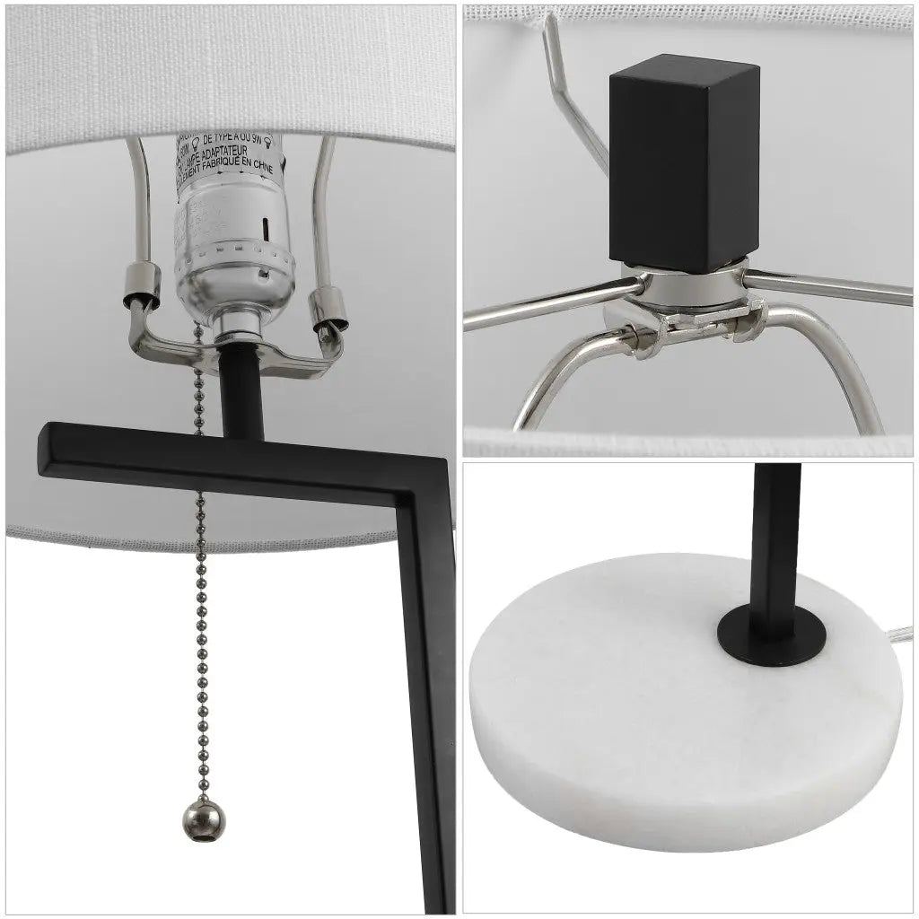 25" White Novelty Table Lamp With Drum Shade Homeroots Lighting