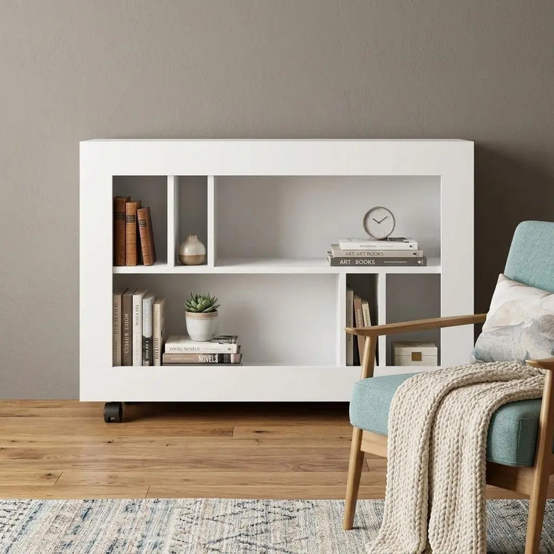 25" White Wood Five Tier Bookcase Homeroots Office